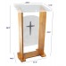 FixtureDisplays® Wood Acrylic Podium, Optional Cross Plain Front Panel, 46.7